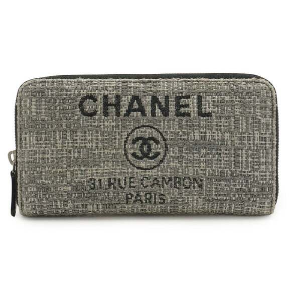 CHANEL Black Leather Deauville Wallet